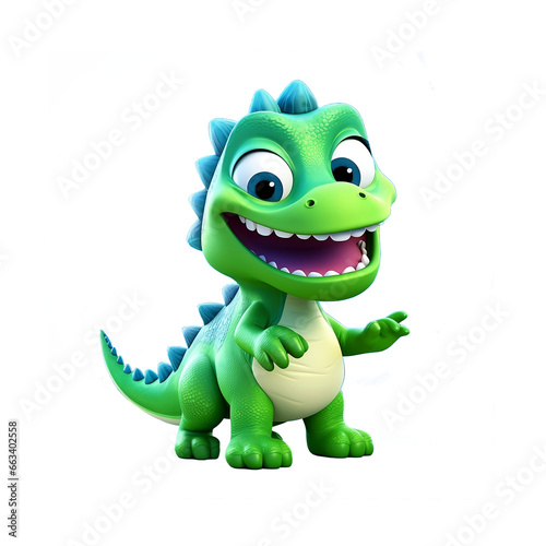 Cute cartoon dinosaur with  Bright green