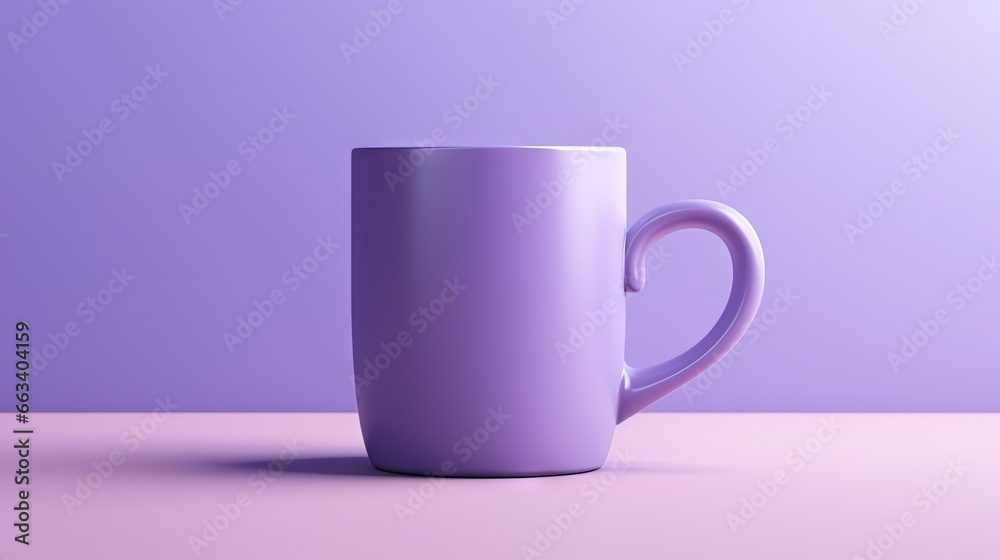 a purple coffee cup sitting on top of a table next to a purple wall. generative ai a purple coffee cup sitting on top of a table next to a purple wall. generative ai
