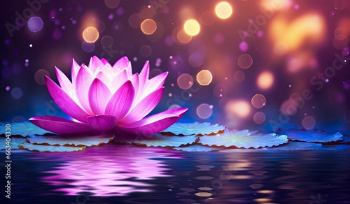 Lotus Pink light purple floating light sparkle purple background.