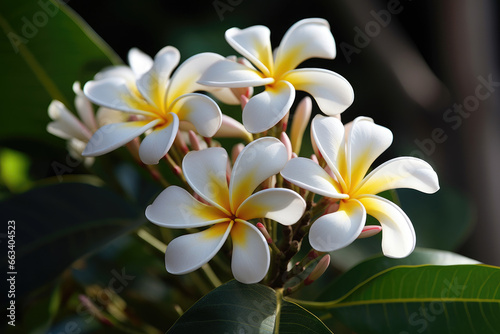 White frangipani flower - Generative AI  © MadalinaIonela