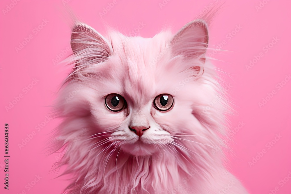 Pink colored cat on Pink Background. Pink colored cat on Pink Background.