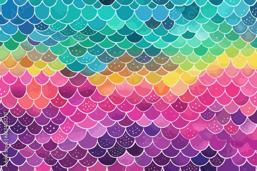 Mermaid scales quirky doodle pattern, wallpaper, background, cartoon, vector, whimsical Illustration