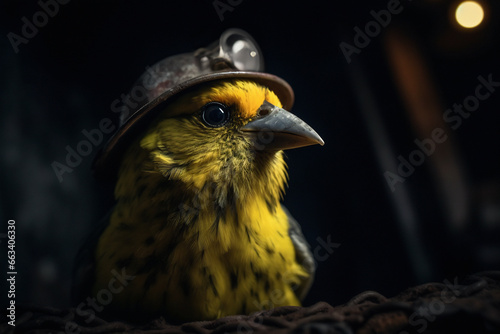 Canary in a Coal Mine. Generative AI. photo