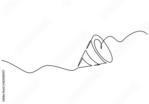Party popper continuous one line drawing. Simple line art for celebration decoration object