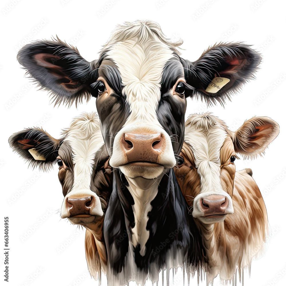 Three Cute Santa Gertrudis Cow Watercolor Png Graphic