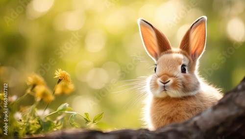 Easter Bunny with beautiful Spring Nature.