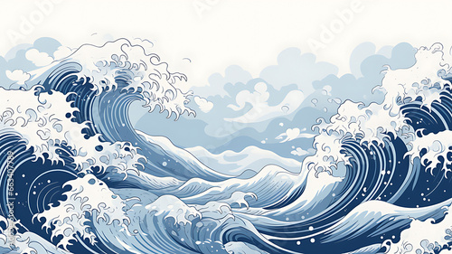 Abstract background from Japanese pattern sea wave