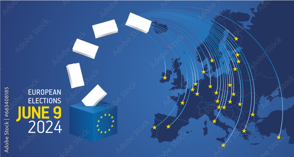 European elections June 9, 2024. Voting Day 2024 Elections in EU. EU