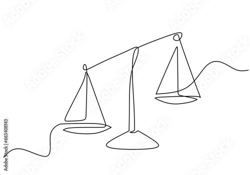 Law balance scale continuous one line drawing