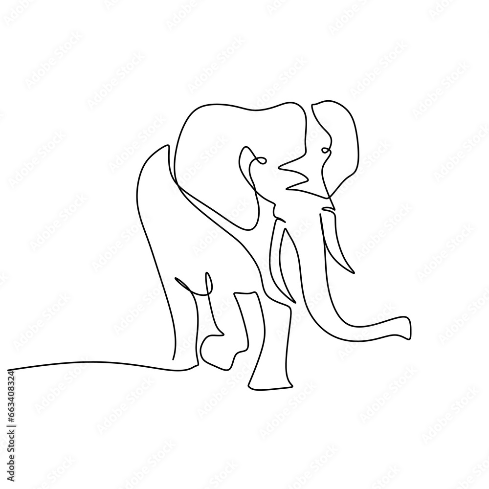 Obraz premium Elephant one continuous line drawing