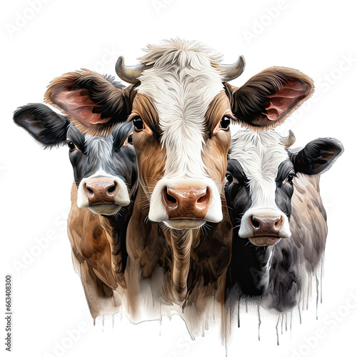 Three Cute Santa Gertrudis Cow Watercolor Png Graphic © alihriday