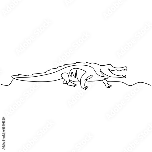 Crocodile one continuous line drawing