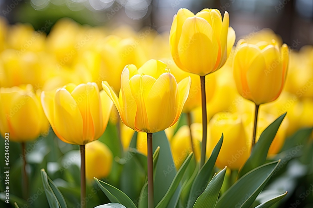 Obraz premium Yellow tulip in the garden.