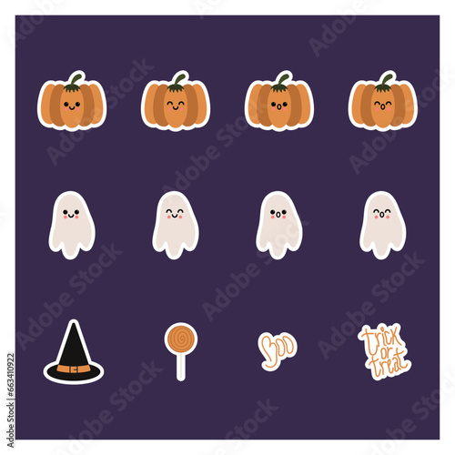 Strickers, Pegatina, Halloween, Pumpkin, Ghost, Boo, Trick or treat