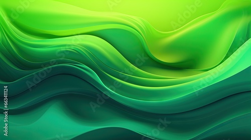  an abstract background with wavy green and green waves on a yellow background. generative ai © Nadia