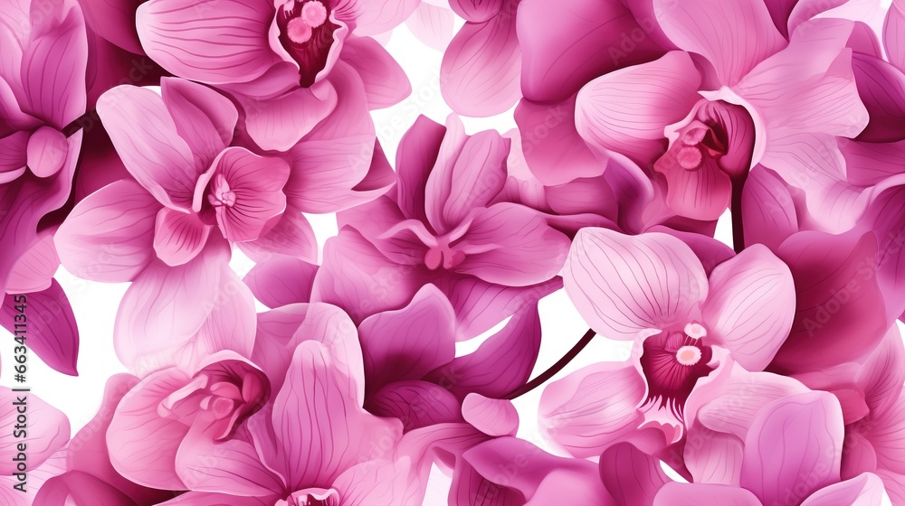  a bunch of pink flowers are on a white background with pink petals.  generative ai