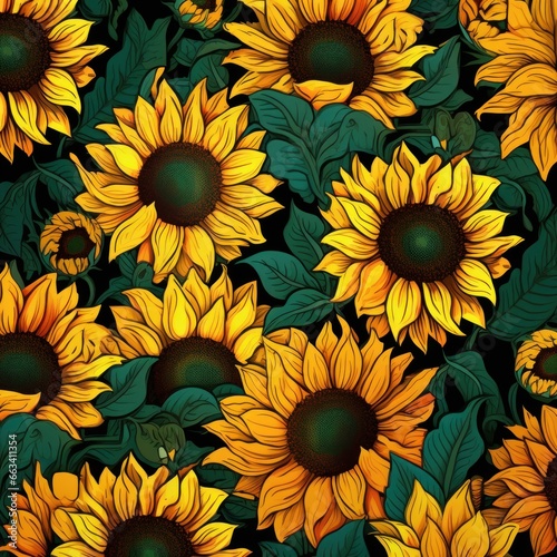 Sunflower flower pattern image design.