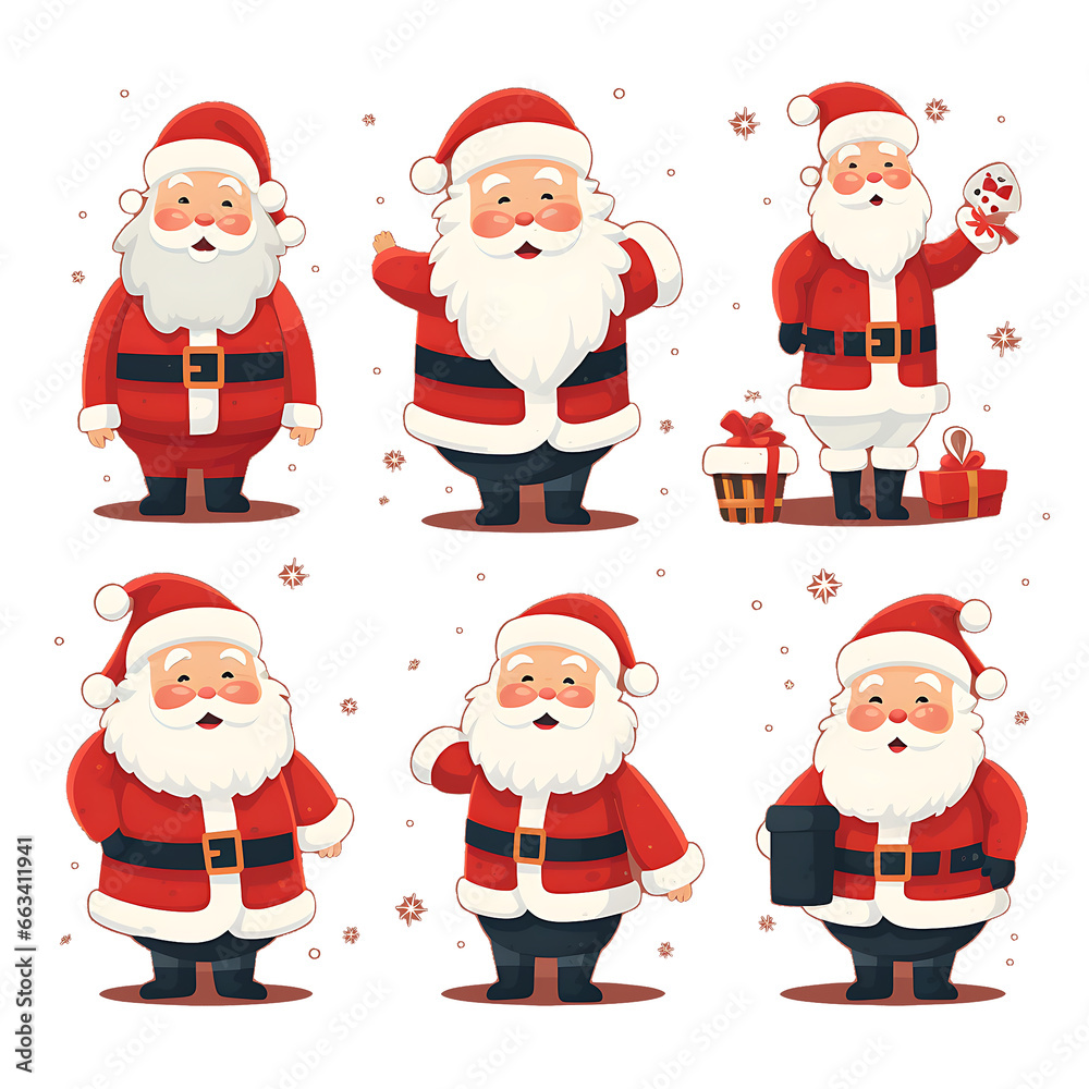 Santa Claus character collection set in flat vector. Santa Claus character collection set in flat vector.
