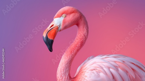 Delighted flamingo on pink background