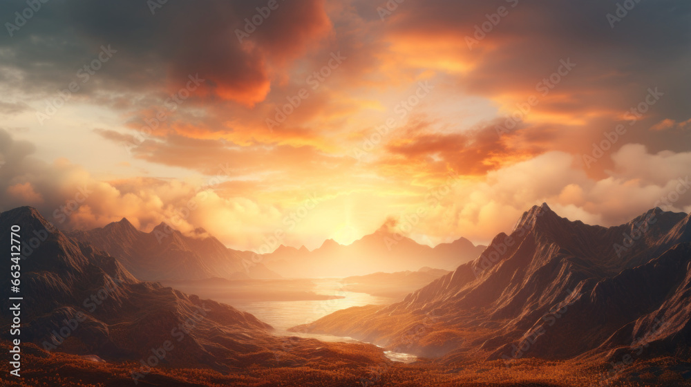 A beautiful view of a sunrise over the mountains A beautiful view of a sunrise over the mountains