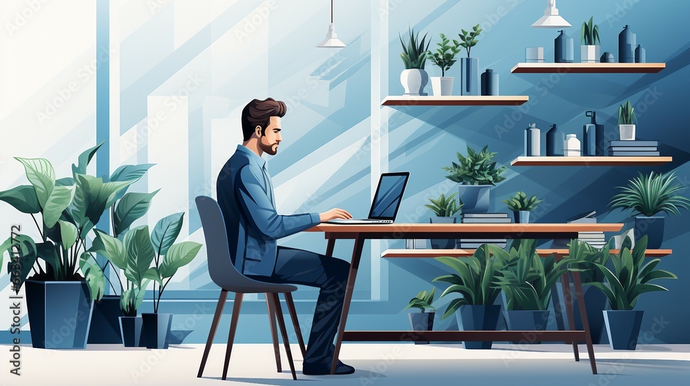Person Sitting at a Desk with a Computer Person Sitting at a Desk with a Computer