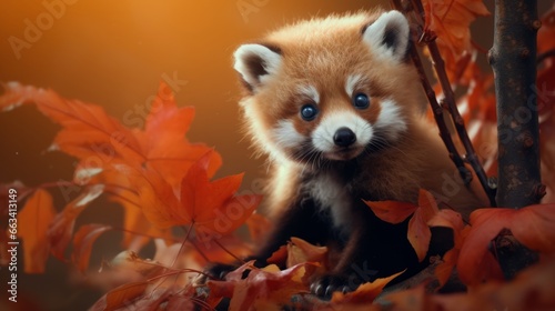 Mischievous red panda cub