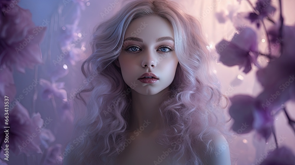 a digital painting of a woman with long blonde hair and blue eyes. generative ai a digital painting of a woman with long blonde hair and blue eyes. generative ai