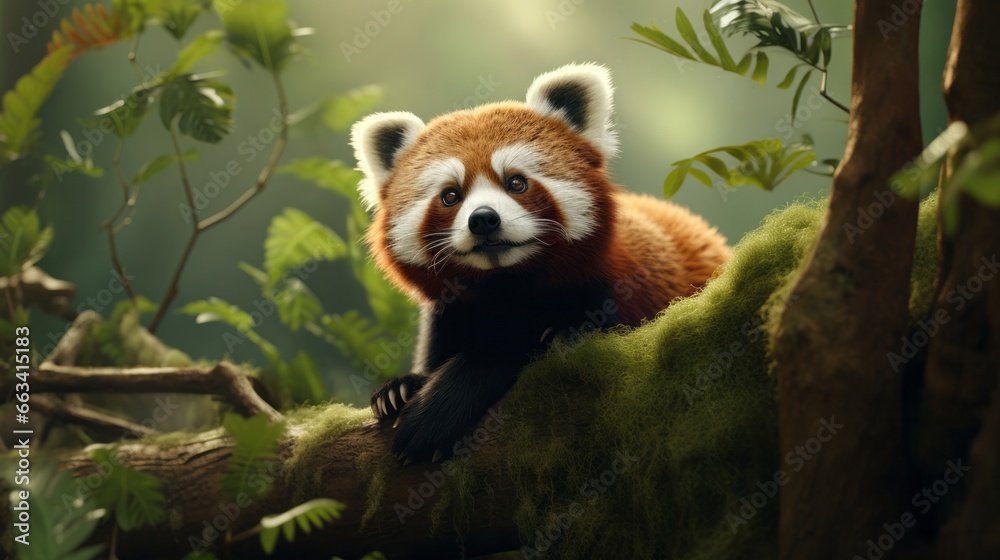 Obraz premium Red panda in forest