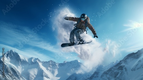Snowboarder Mid-Air with a Grab