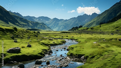 landscape with lake and mountains