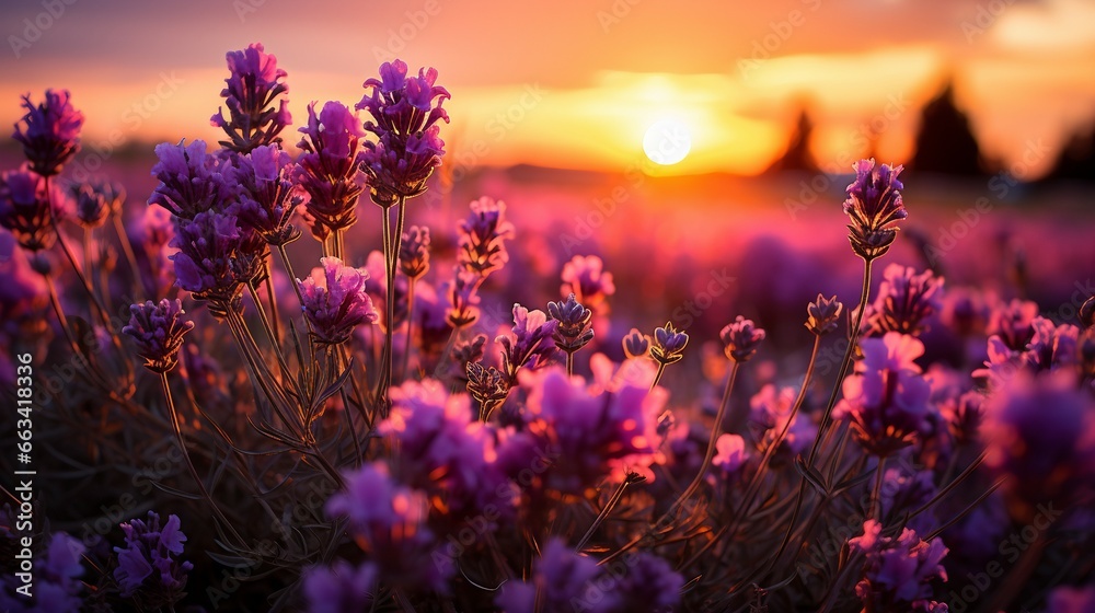 Sunlit Lavender Field: Blooming Beauty Sunlit Lavender Field: Blooming Beauty