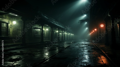 Eerie Atmosphere at Dark Train Station