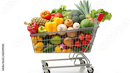 shopping cart full of groceries