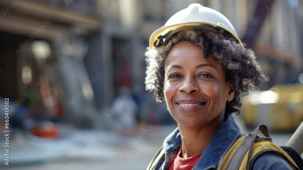 Young African American woman working in construction. copy space Young African American woman working in construction. copy space