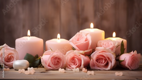 candles and rose petals generated by AI tool