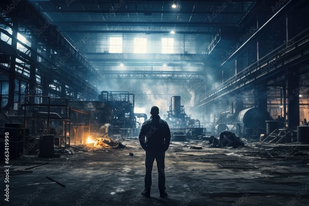 manager man standing in the factory interior Generative AI manager man standing in the factory interior Generative AI