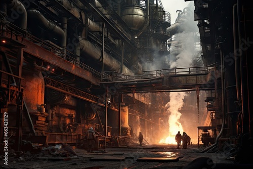 a man on his own in the steel plant Generative AI
