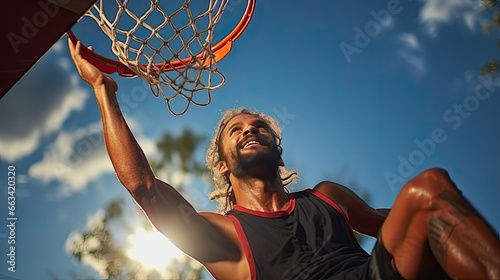 Man playing in basketball