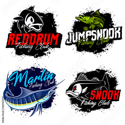 Fishing Logo. Bundle of unique and Fresh fishing logo bundle template. great to use as any fishing company and Product logo. photo