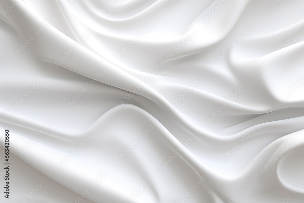 White Abstract Background, 3D Rendering Textile Slik. Fabric folded effect. Ai Generated
