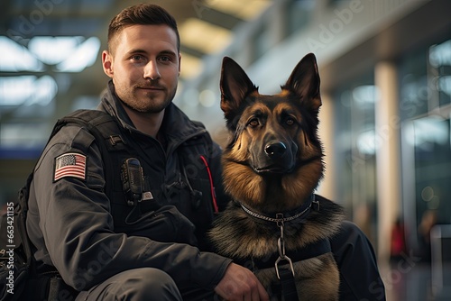 Man with police dog photo