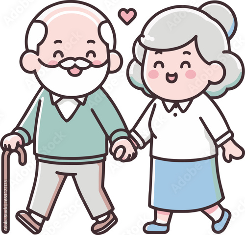 cute old grey haired elderly couple svg illustration
