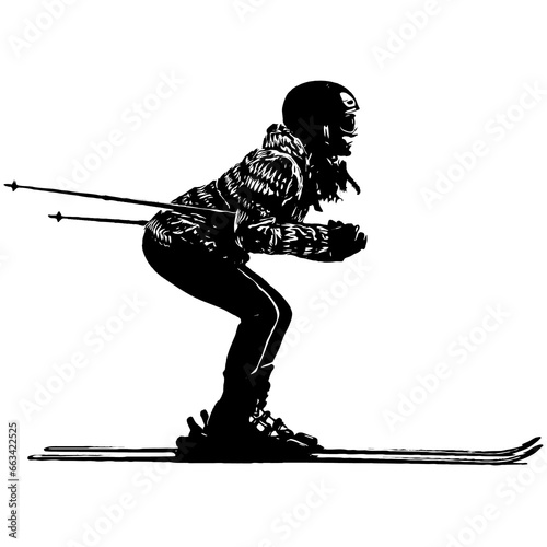 Vector of a female skiing