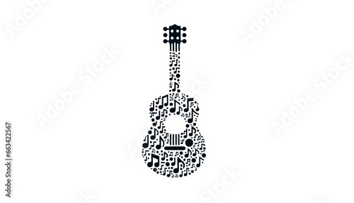 guitar silhouette musical note vector design illustration