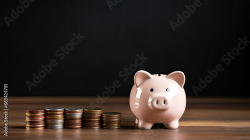 piggy bank and coins