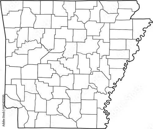 doodle freehand drawing of arkansas state map.