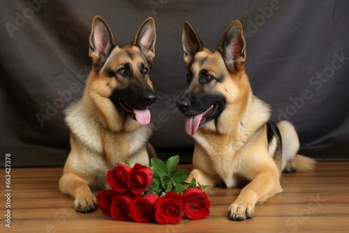 Canine love story on Valentine's day. Generative AI