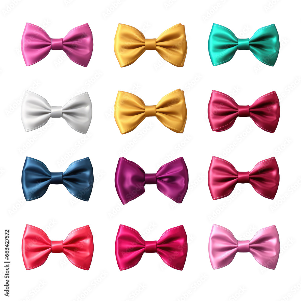 Set of Bow ties on transparent background