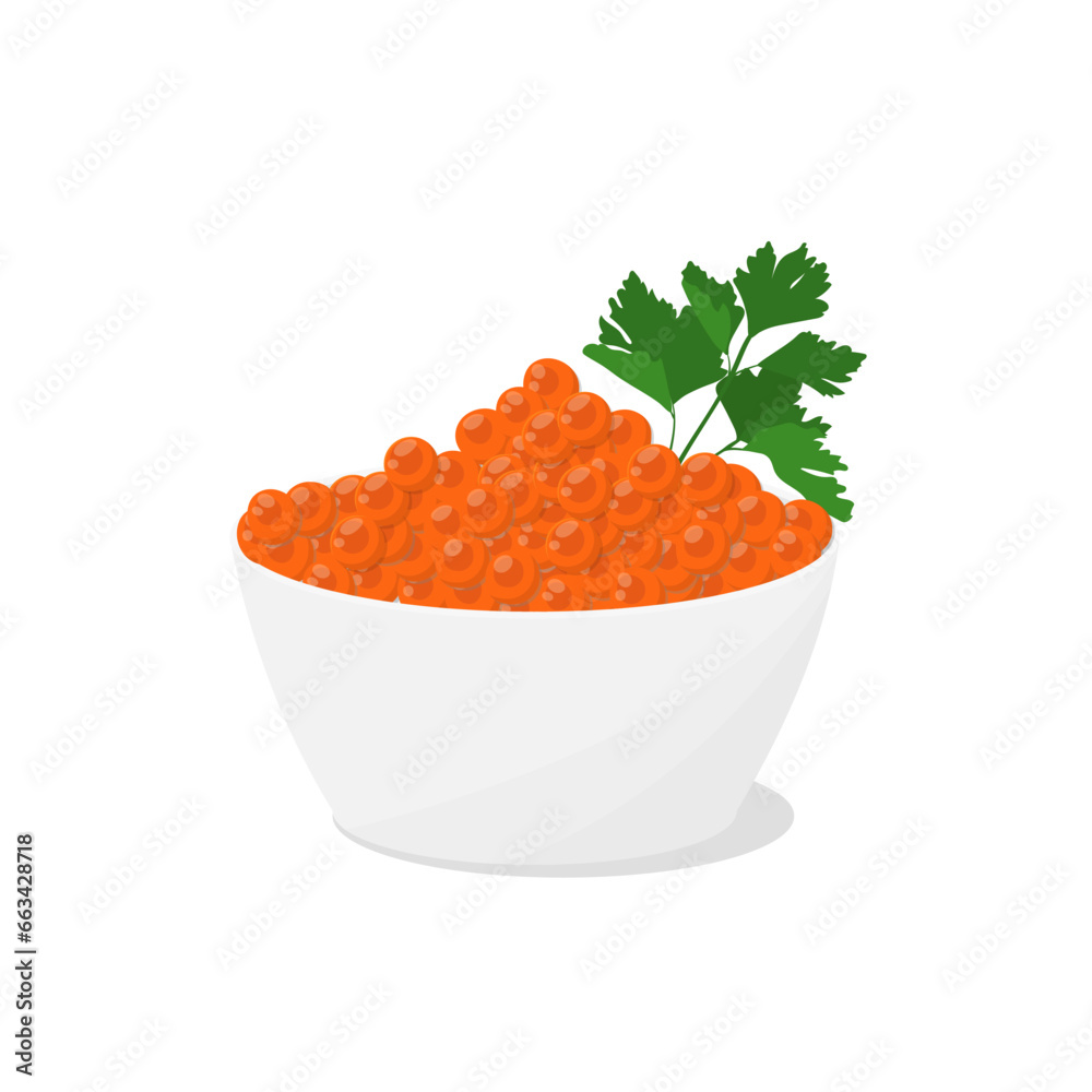 Red caviar portion serving vector illustration Red caviar portion serving vector illustration