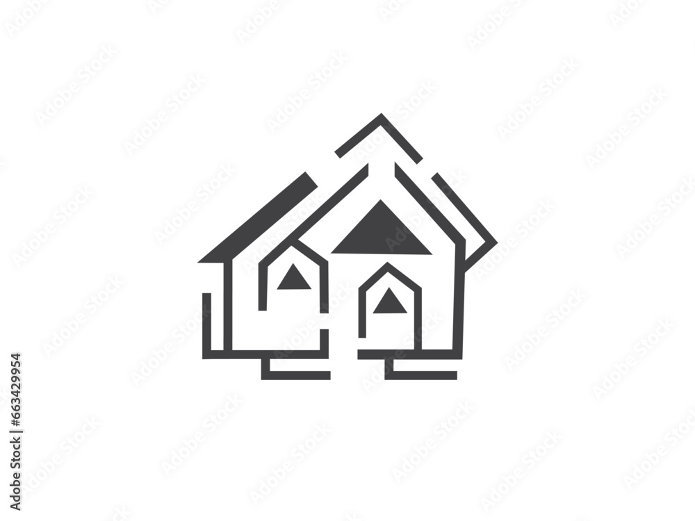 Vector design Real estate logo Modern style. House Construction Building apartment logo, element. Unique home icon line art.